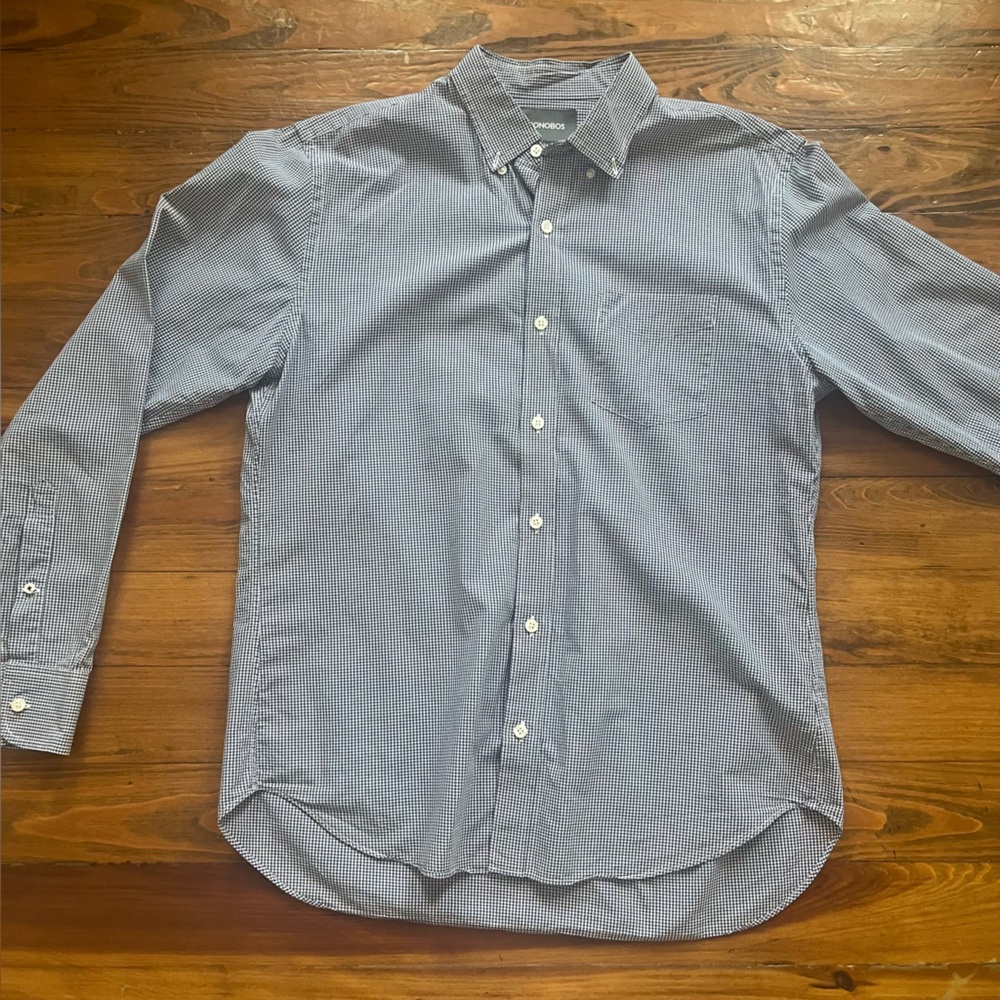 Bonobos Men’s Blue Checkered Button-Up‎ Shirt Casual size L
